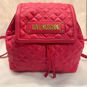 Love Moschino Pink Quilted Backpack with Flap Closure